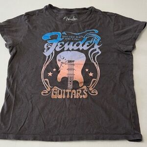 Fender Black Tee with Colorful Guitar Design